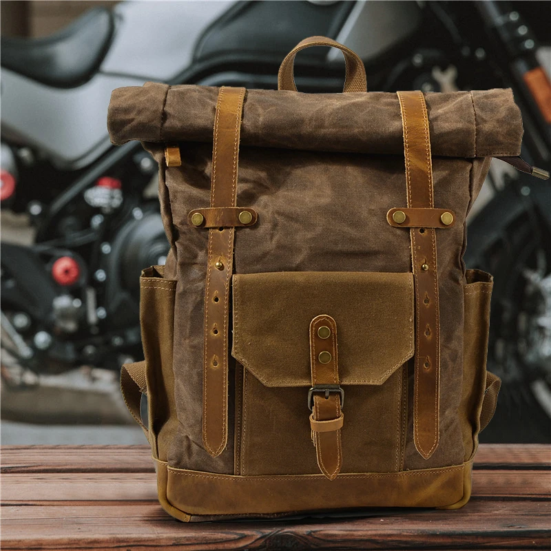 Backpack Roll-top - Canvas Leather