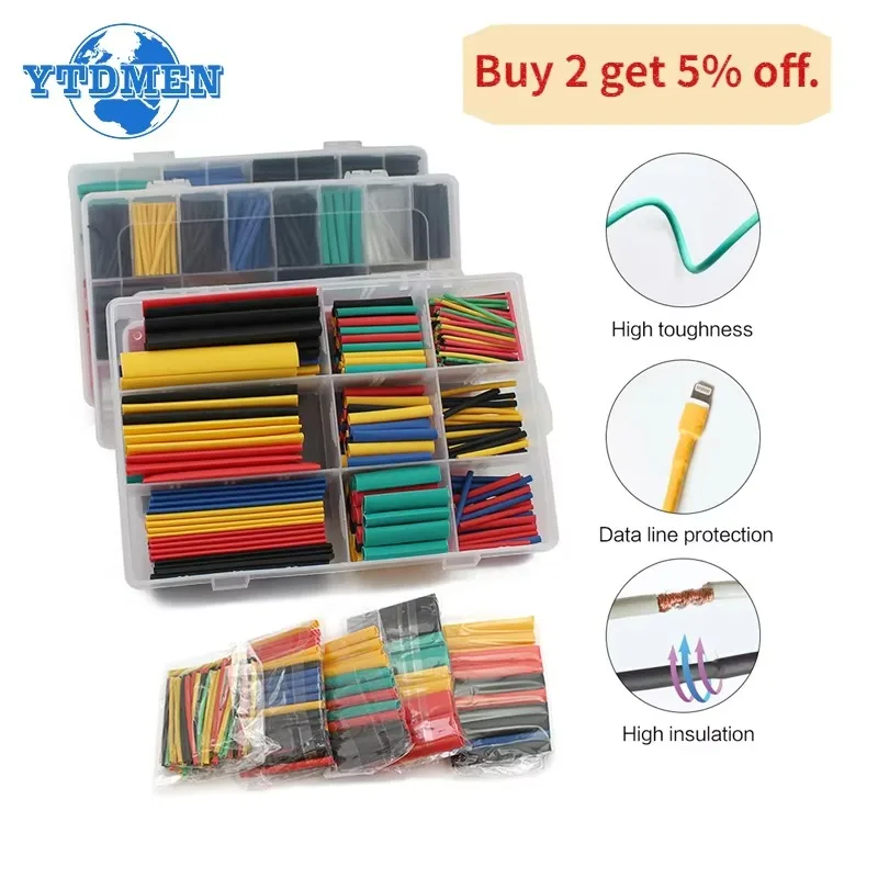 Heat Shrink Tubing 127-750PCS Thermoresistant Tube Kit for Electrical Connection
