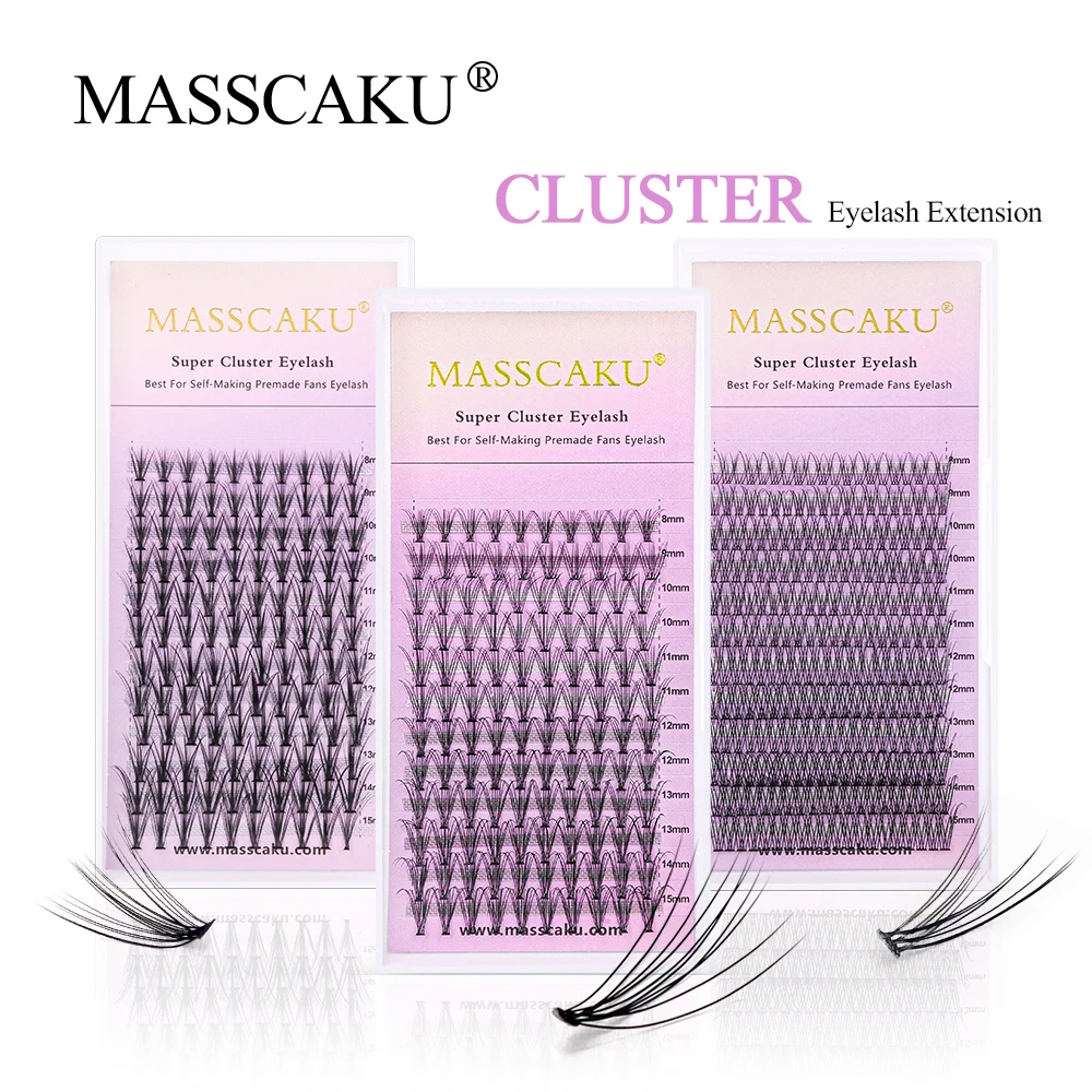 

MASSCAKU 10D 12 D 20D Heat Bonded Clusters Individual Eyelash Extension Natural Long Premade Volume Fans Lashes Supplies