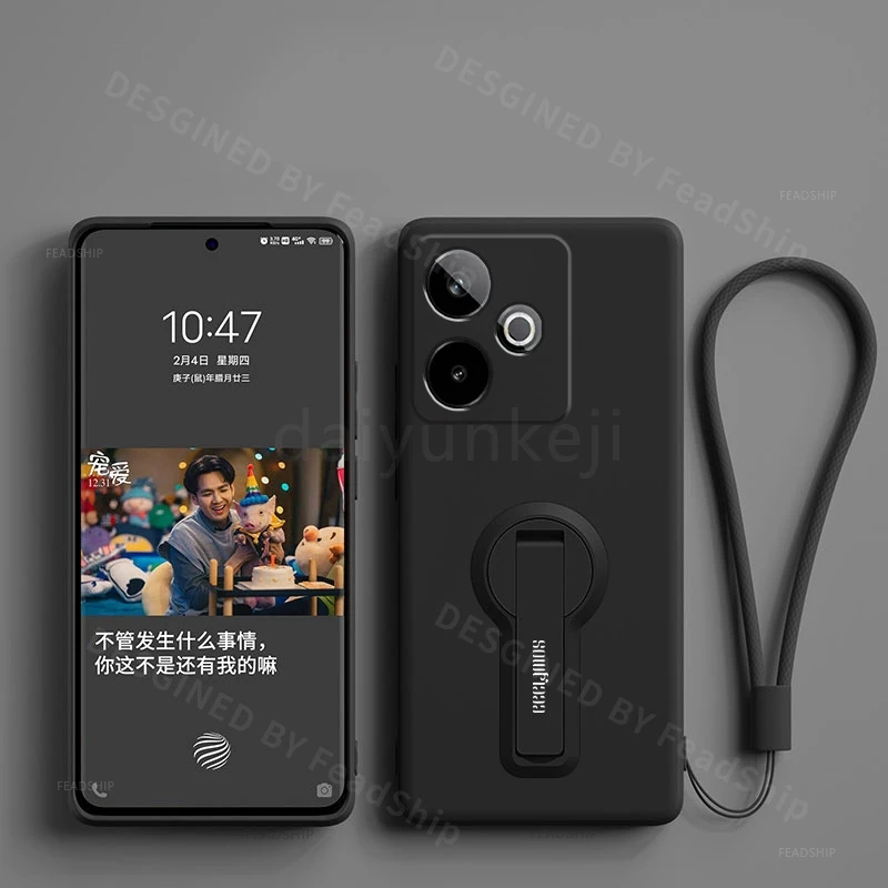Silicone Soft Protective Phone Case with Bracket and Screen Protector