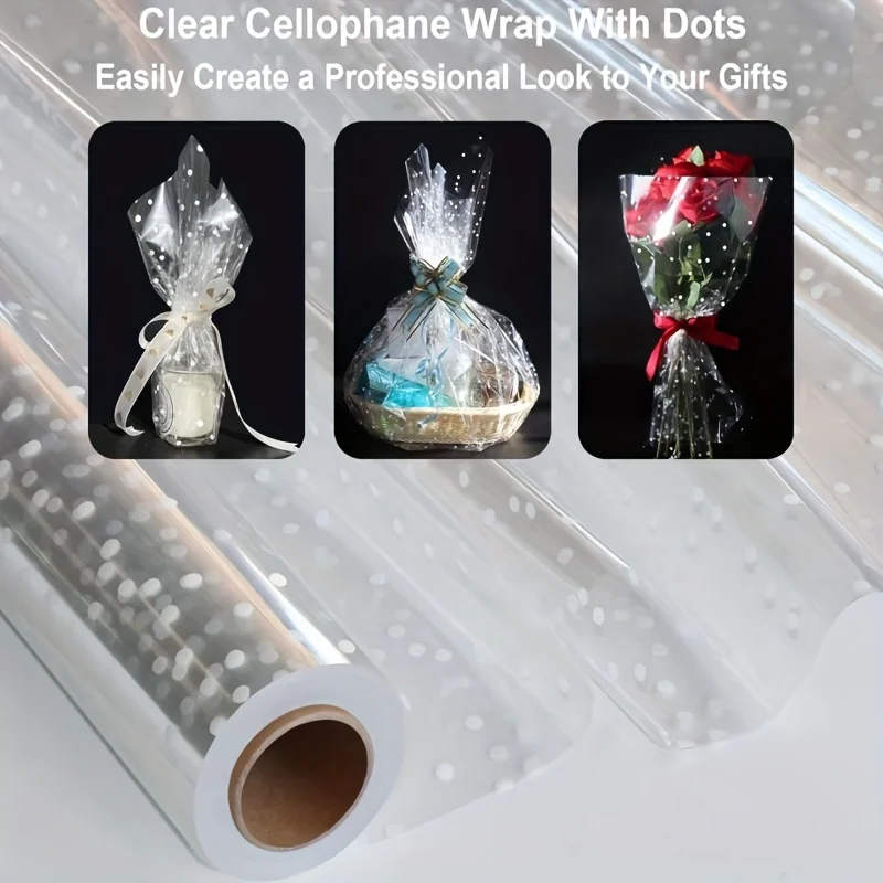 Transparent gift wrapping paper with unique white embellishment suitable for wrapping snacks gifts and flowers gift wrapping paper