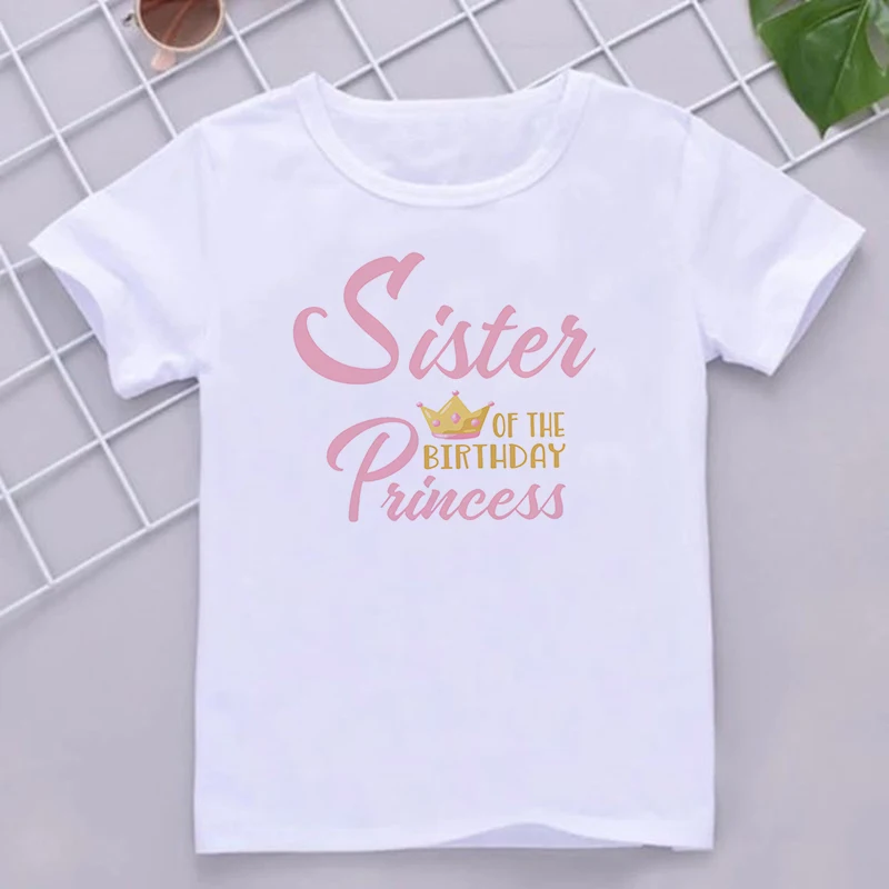 1st Birthday Princess Family Matching Clothes Birthday Girls Party Father Son Mother and Daughter Shirts Crown Print Tops Gifts 5
