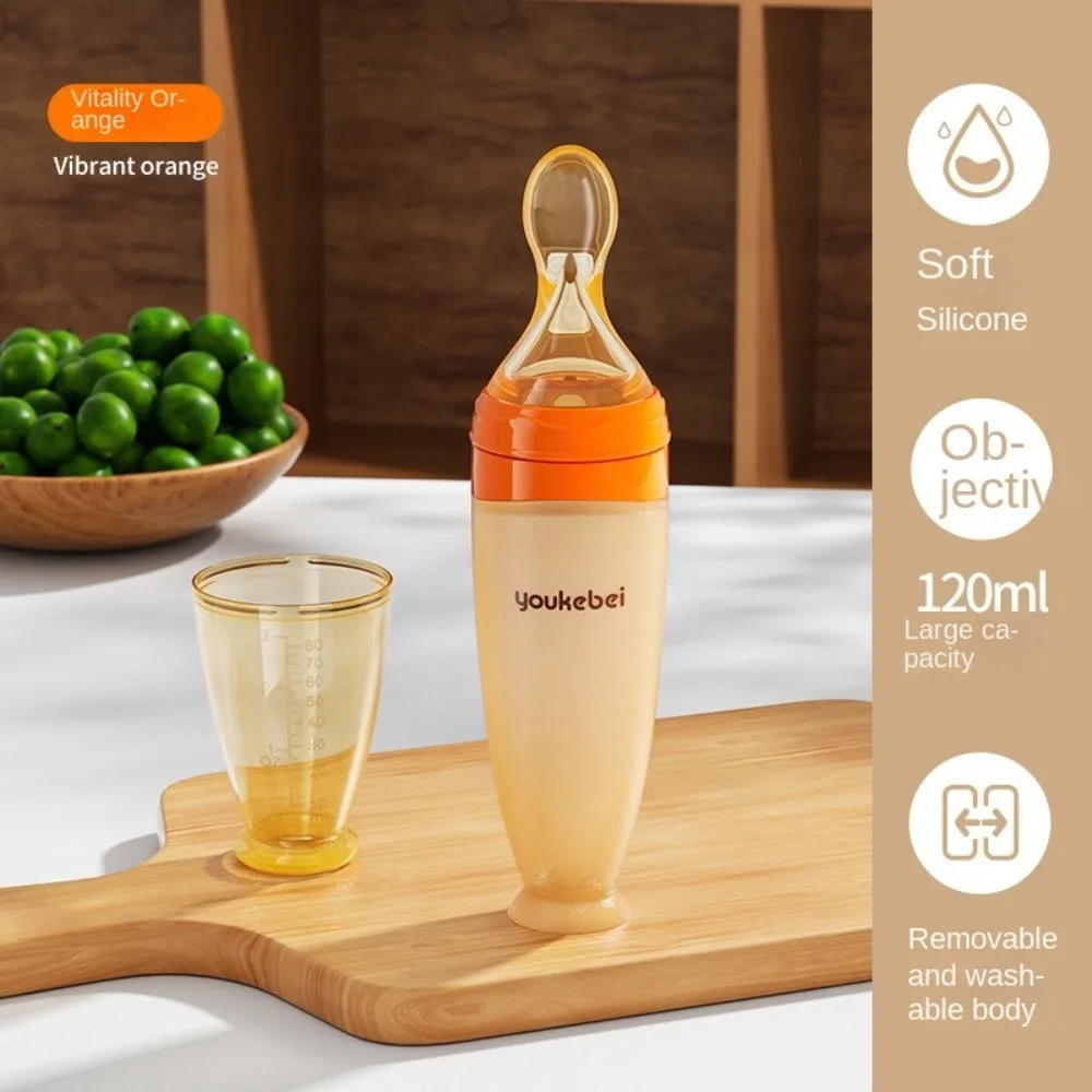 Silicone Baby Squeeze Spoon Squeezing High Temperature Resistance Food Supplement Bottle Flexible Safe Milk Feeding Bottle
