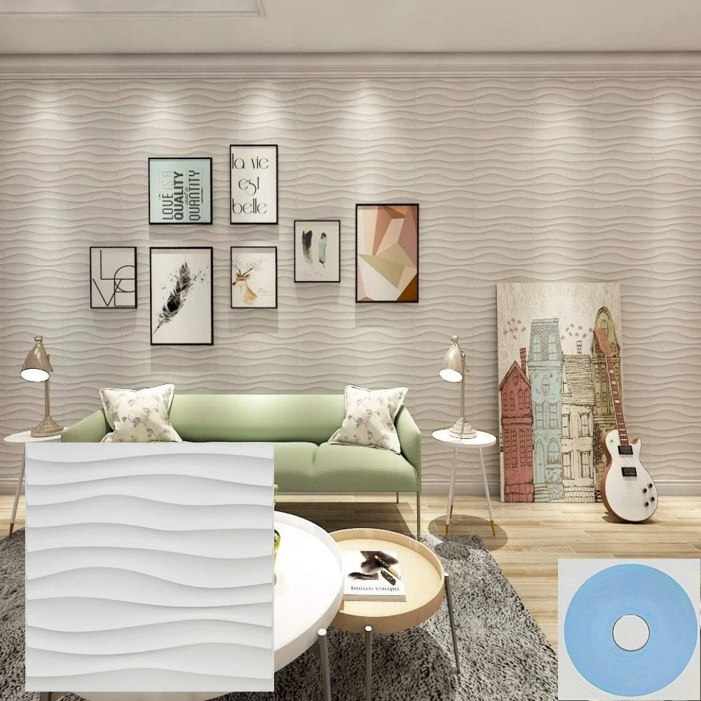 İç Duvar Dekoru için PVC Dalga Panelleri, Siyah/Beyaz Dokulu 3D Duvar Karoları, 11,8" x 11,8", Beyaz (1/12/20/30 Paket)