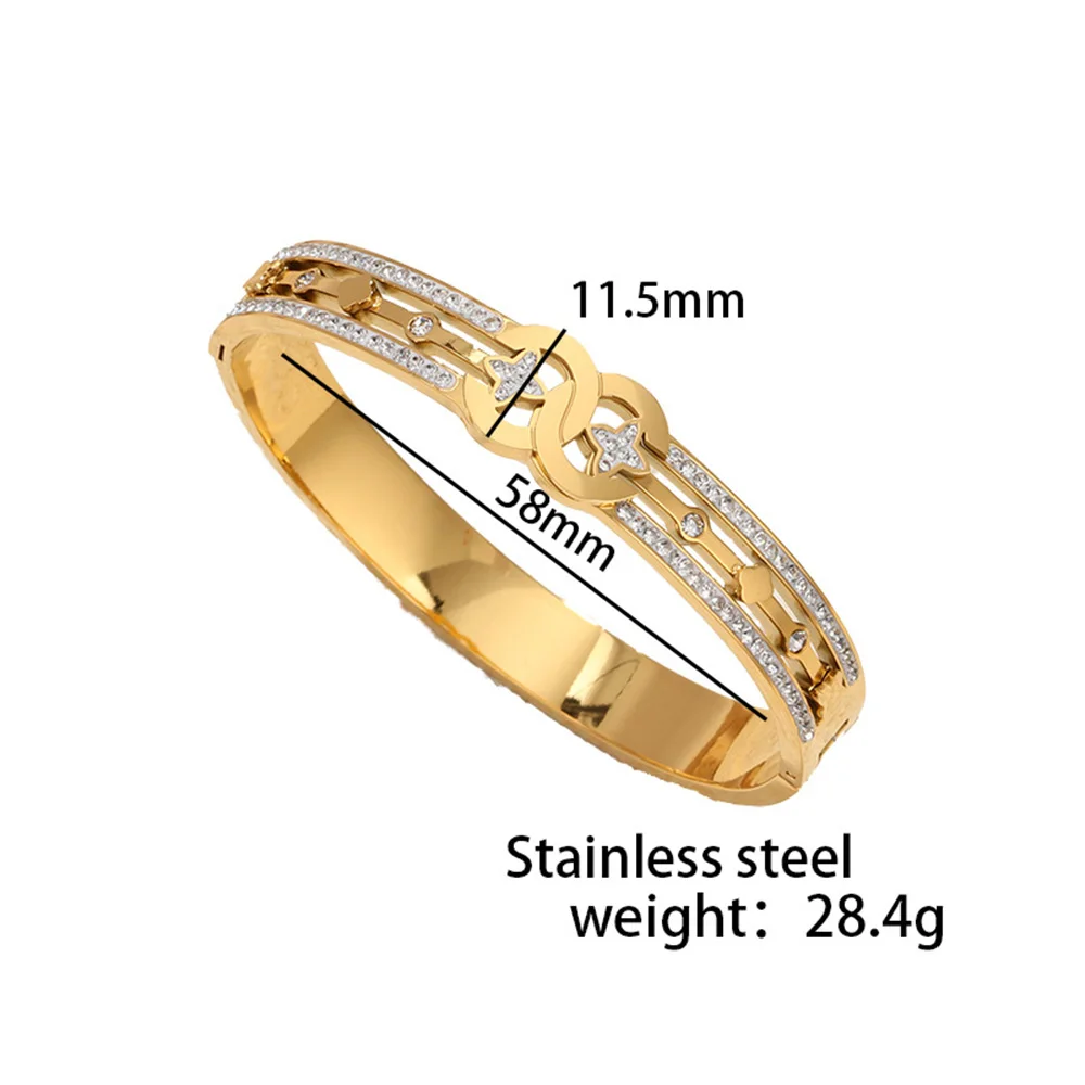 Fashion Stainless Steel Crystal Zircon Flower Bracelet Elegant and Noble Women's Wrist Bracelets Hollow Craft  Jewelry Wholesale 5