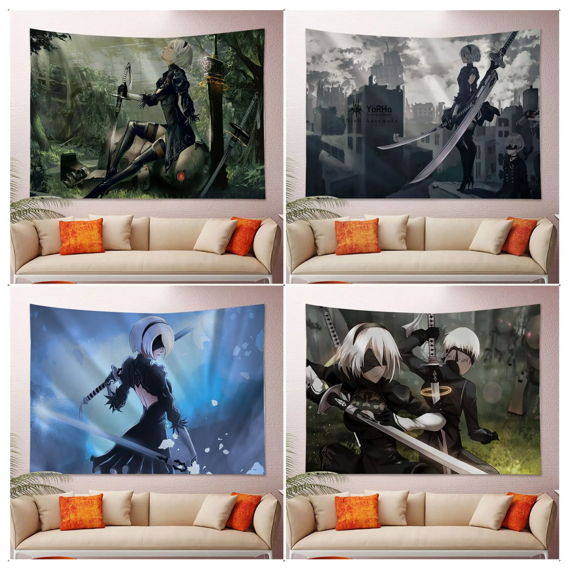 

Nier Automata Tapestry Colorful Tapestry Wall Hanging Bohemian Wall Tapestries Mandala Wall Art Decor