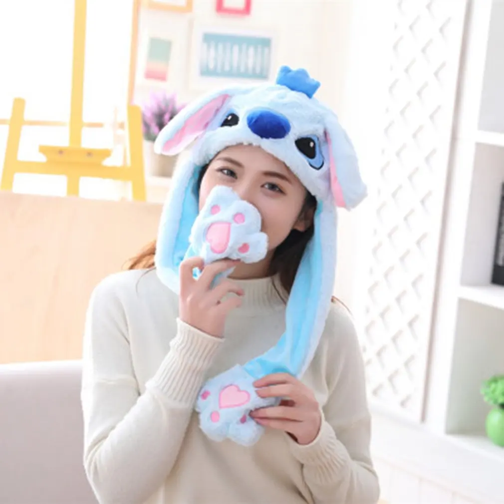 Kawaii Plush LED Glowing Rabbit Ears Hat Lovely Luminous Kids Adult Plush Hand Pinch Cap Moving Ears Hat With Earflap Gifts 1pcs fluorescent hat,neon hat