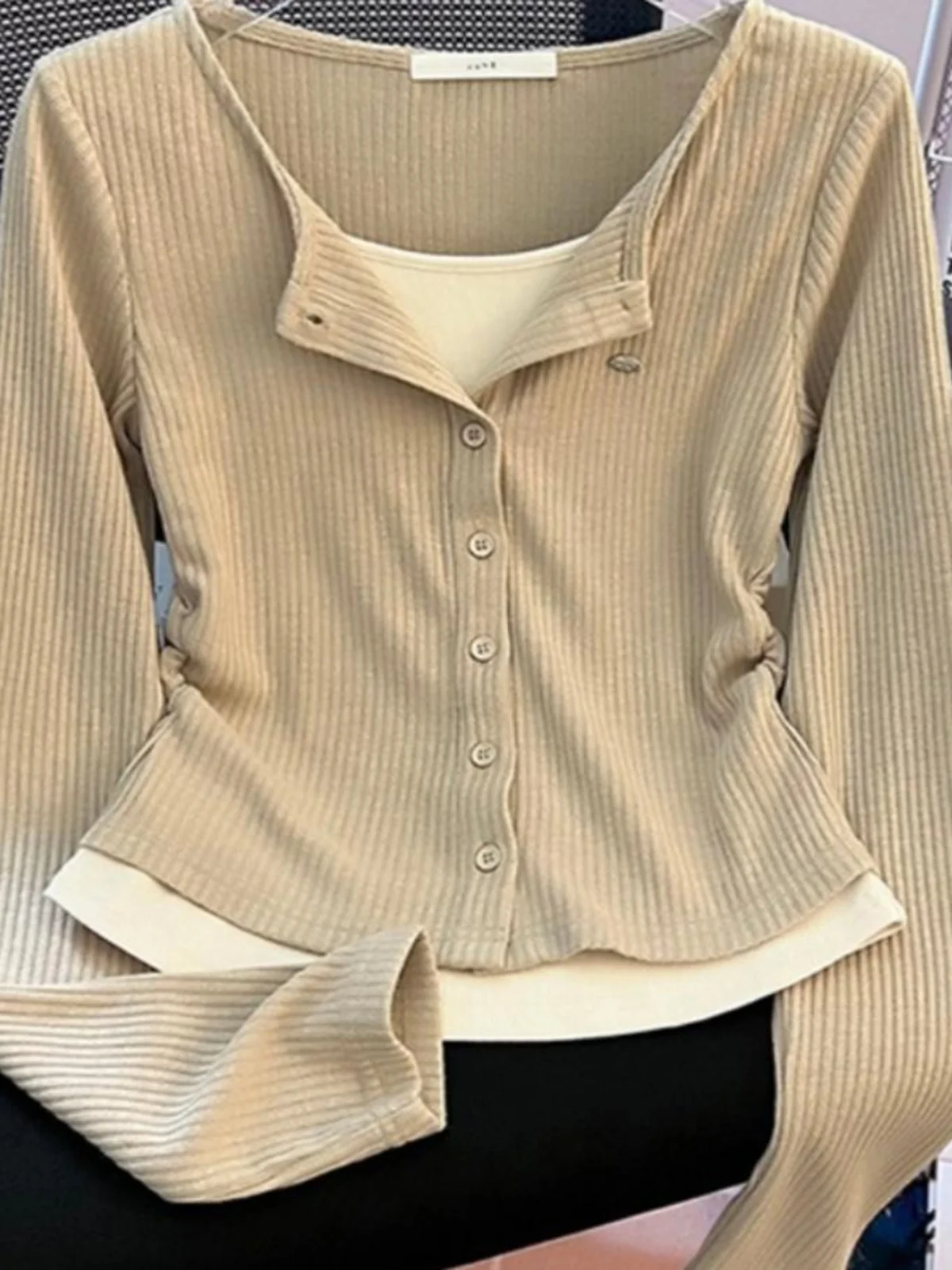 Unique Design Long Sleeve Slim Fit T-Shirt Women's Early Autumn New plus Size Fat MM Base Shirt Top Korean Sle Knitted Knit