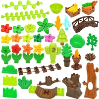 Duploes Big Size Building Block Plant Fruit Accessorie Flower Grass Tree Stump Adornment Farm  Large Plates Brick Duploes Toy 1
