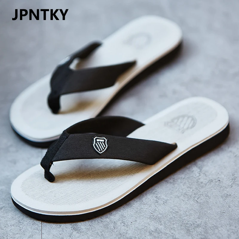 

Summer Men Flip Flops Casual Beach Sandals Non-Slip Flat Shoes Outdoor Slippers Home Bathing Shoes For Men Outdoor Slides