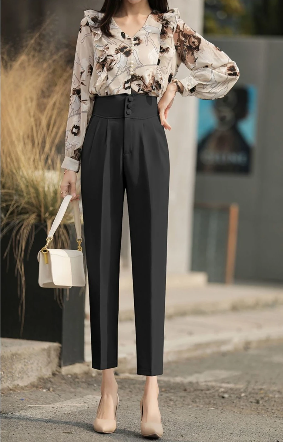 Women Casual Pants New Arrival 2022 Summer Korean Style Streetwear  All-match High Waist Ladies Ankle-length Harem Pants W1166