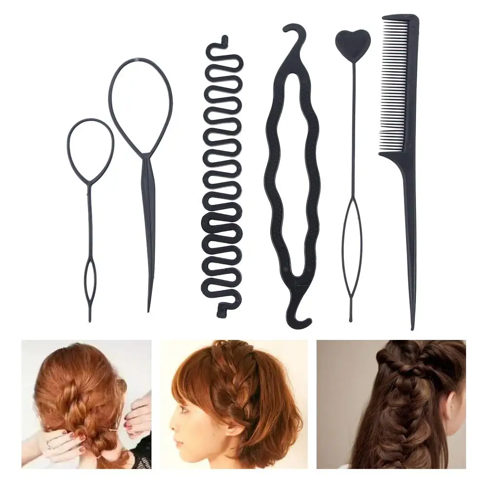 Tool Weave Hair Clip Bun Maker Twist Hair Roller Dispenser Per Capelli Pull-Through Hair Needle Strumenti Per Intrecciare I Capelli Kit Per Intrecciar