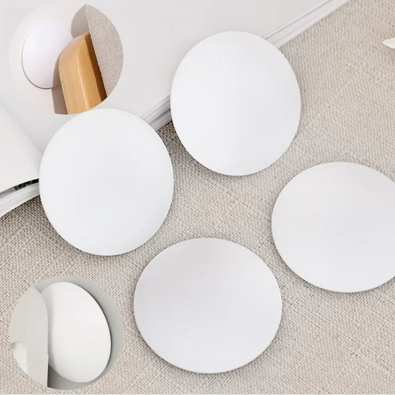 White Door Stops Rubber Wall Protectors Guards Self Adhesive Door Handle Bumper Stoppers Protective Plug Non-slip Muffler