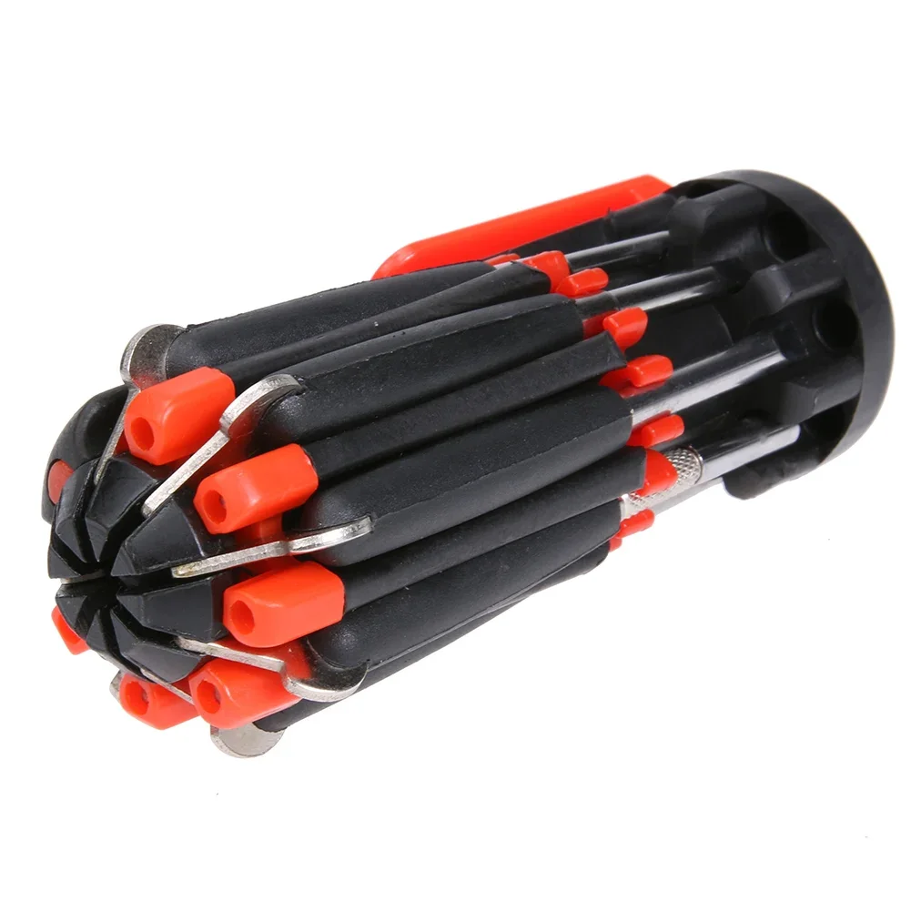 8-in-1 Folding Screwdriver with 6LED Torch Portable Screwdriver Bit Set Light Up Flashlight Accessories for Repair Maintenance