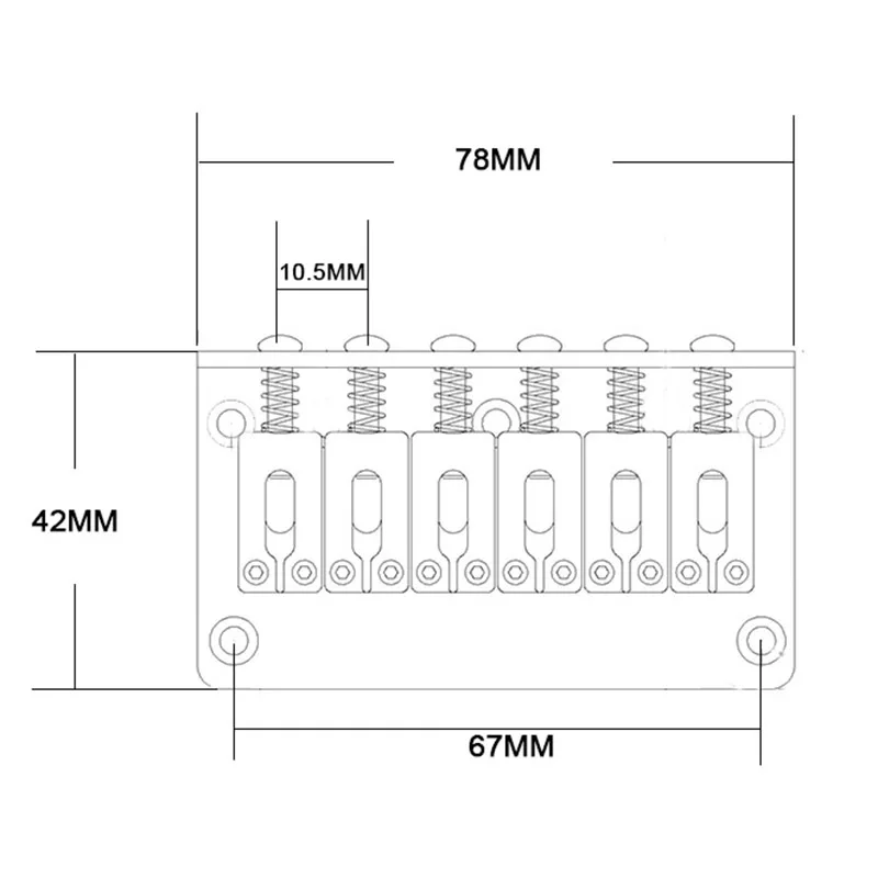 6현 기타 브리지 78x42MM 고정형 일렉트릭 기타 브리지 기타 테일피스 블랙/크롬