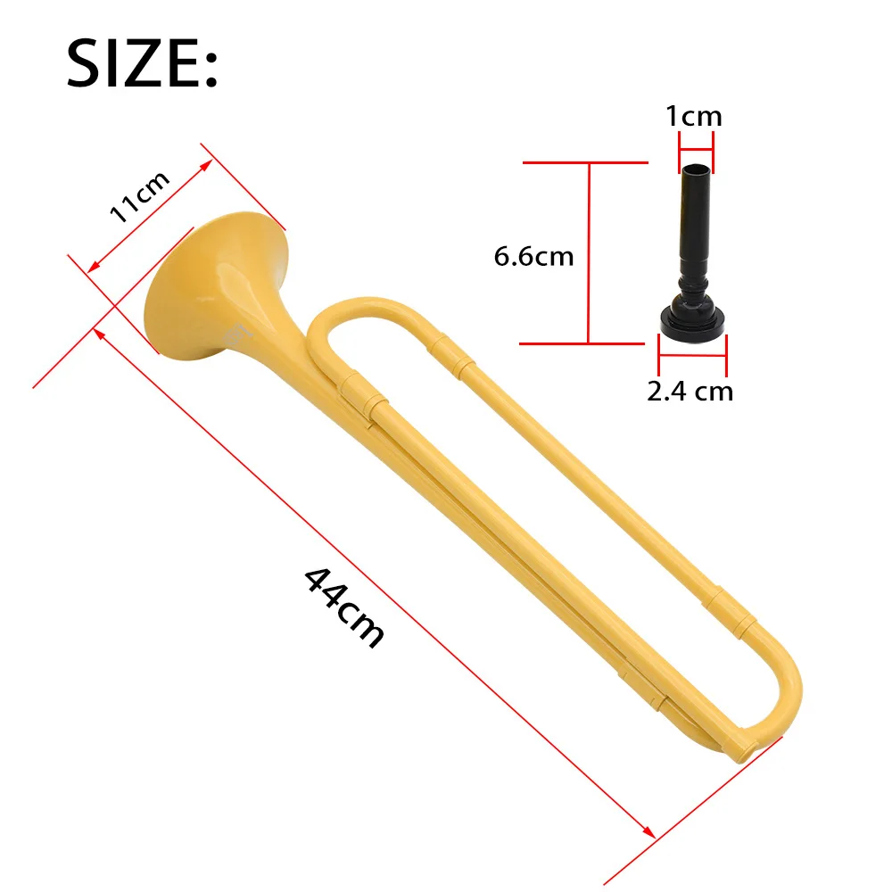 B Flat Bugle Trumpet School Band Cavalry Plastic Horn With Mouthpiece Brass Musical Instrument For Kid Beginner Present