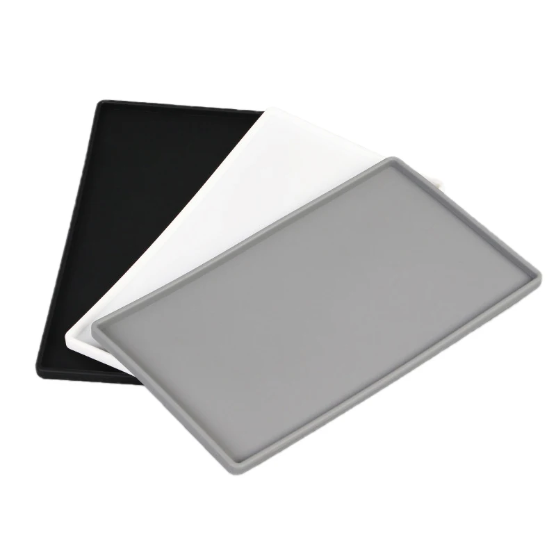 1pc Silicone Plastic Flat Tray Square Anti-slip Twistable Stand Mobile Holder Bathroom Soap Tray Coffee Tea Cutlery Holder 200mm