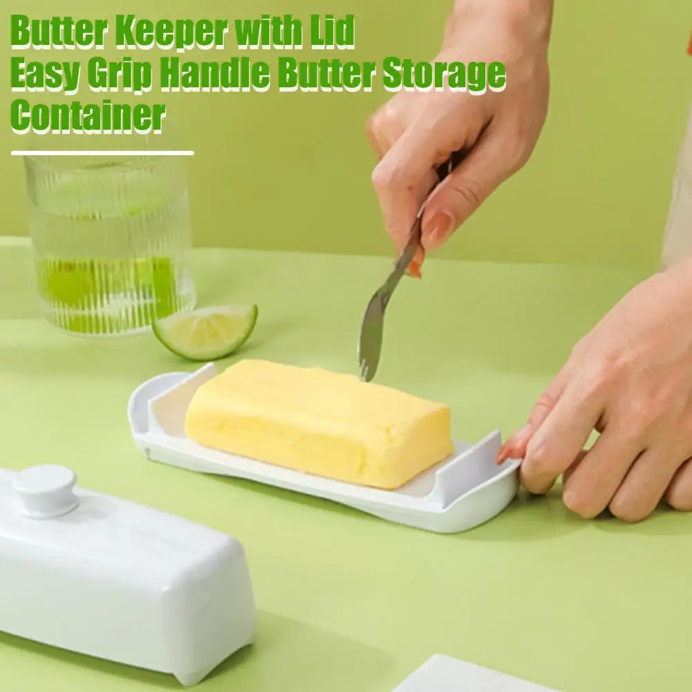 Butter Holder for Fridge Butter Storage Container with Lid Easy Grip Handle Dishwasher Safe Dish for Kitchen Home