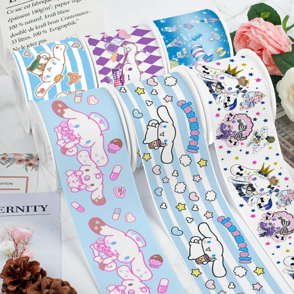 

10 Yards Cute Sanrio Cartoon Ribbon Cinnamoroll Grosgrain Satin Ribbon For DIY Decoration Gift Packing