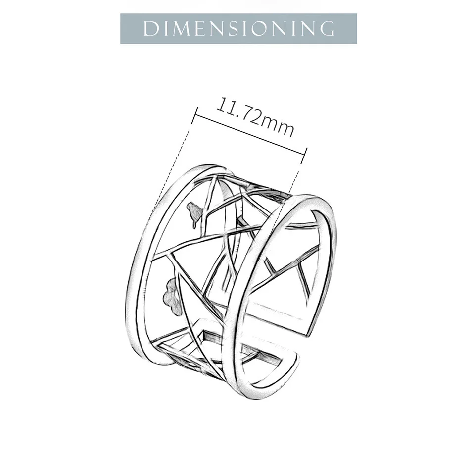 Silver Open Window Decoration Paper-cut Design Ring