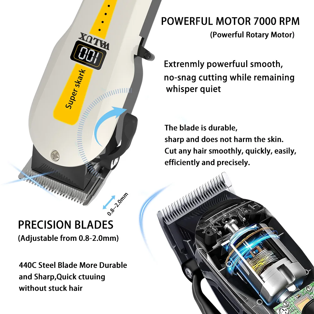 Tagliacapelli professionale per barbiere, batteria al litio, ricaricabile tramite USB, display LCD, rasoio per barba da uomo, per tagliare i capelli_voghion.com