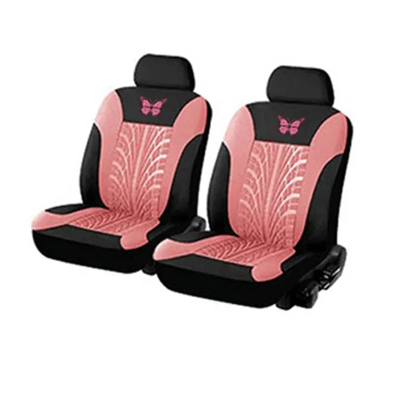 Universal Car Seat Cover Set - Red Butterfly Embroidery Design - Protects Against Stains and Wear