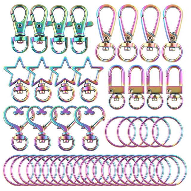 Rainbow Swivel Lanyard Snap Hook with Key Rings 40pcs 5 Style