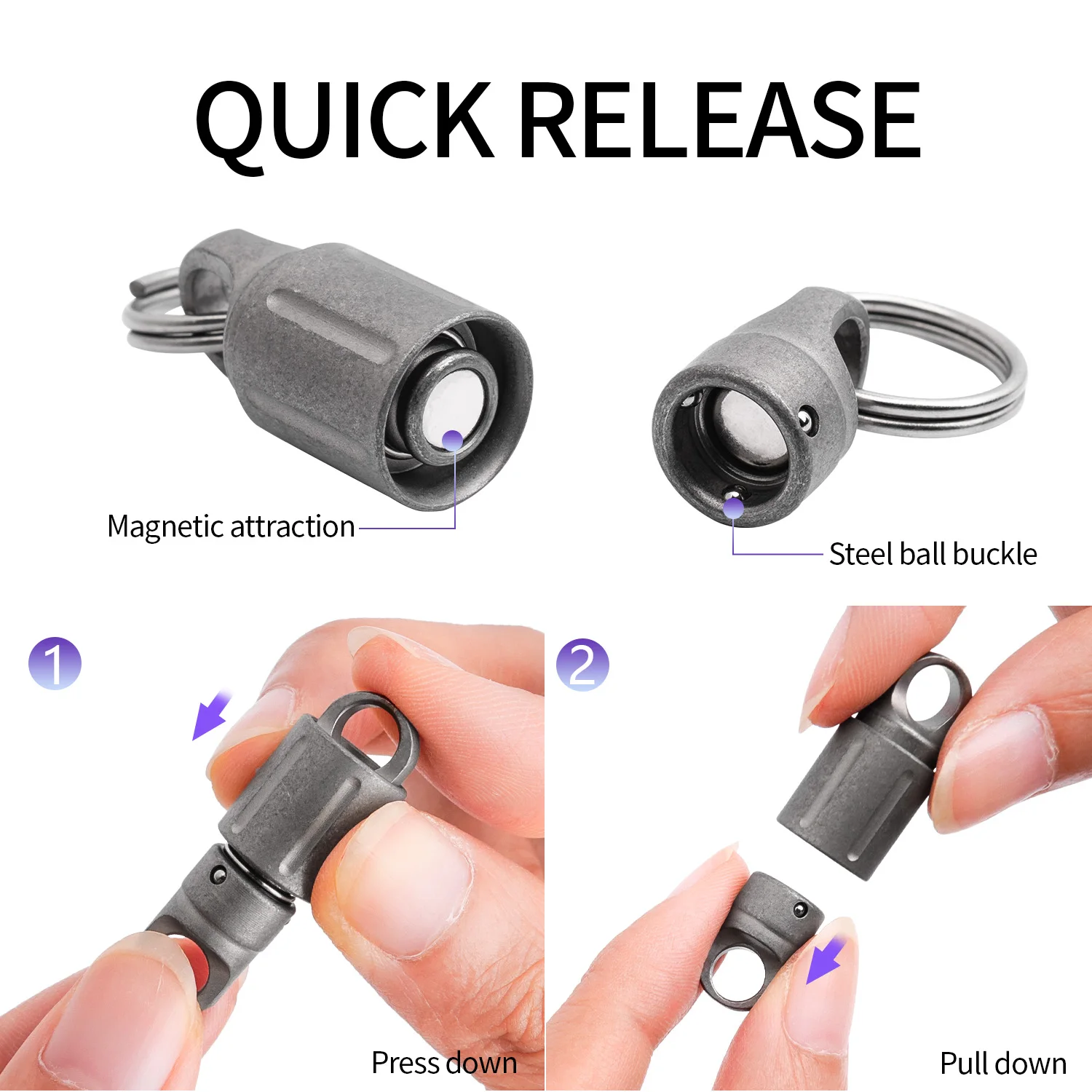 Premium Titanium Magnetic Key Holder with Quick Release & 360° Rotation
