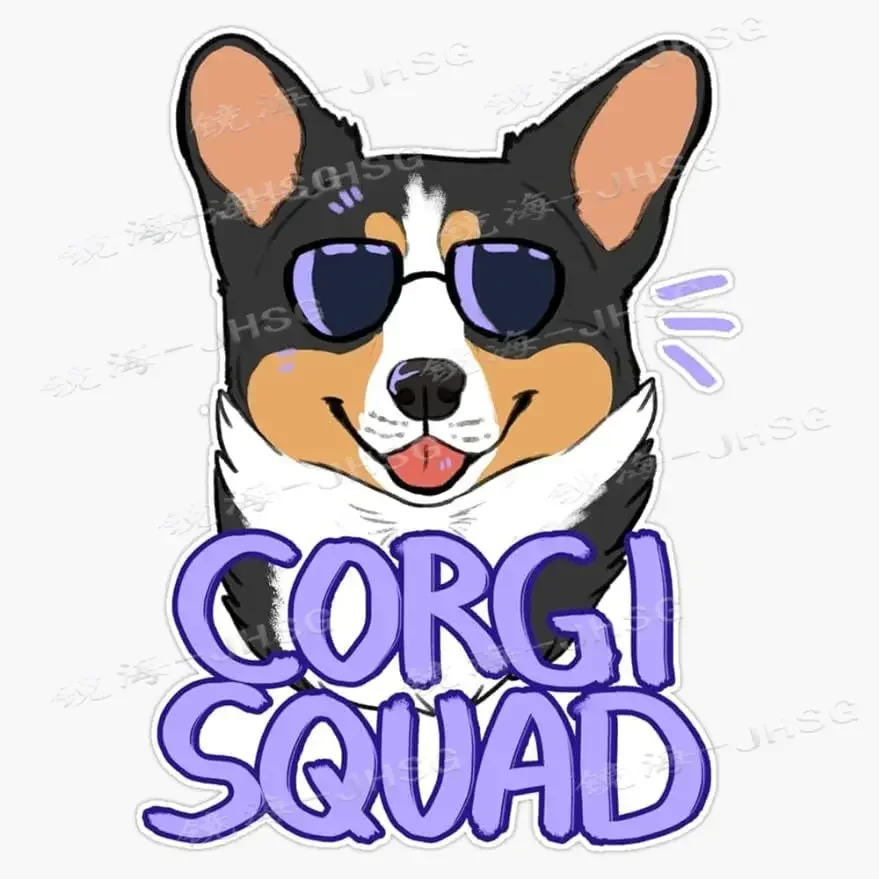 

CORGI SQUAD Cartoon Dog Sticker, Car Vinyl Exterior Decoration, Suitable for Laptops, Water Cups, Helmets, Bumpers