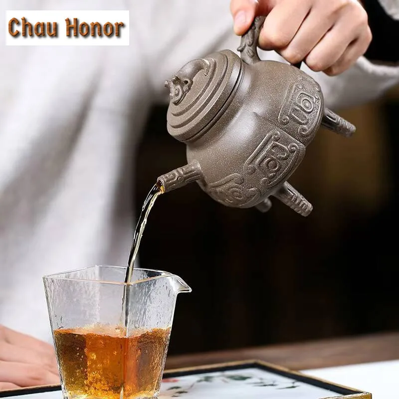 350ml Yixing Raw Ore Duan Ni Quadruped Purple Clay Teapot Household Kung Fu Teaset Tea Ceremony Drinkware Accessories Customized