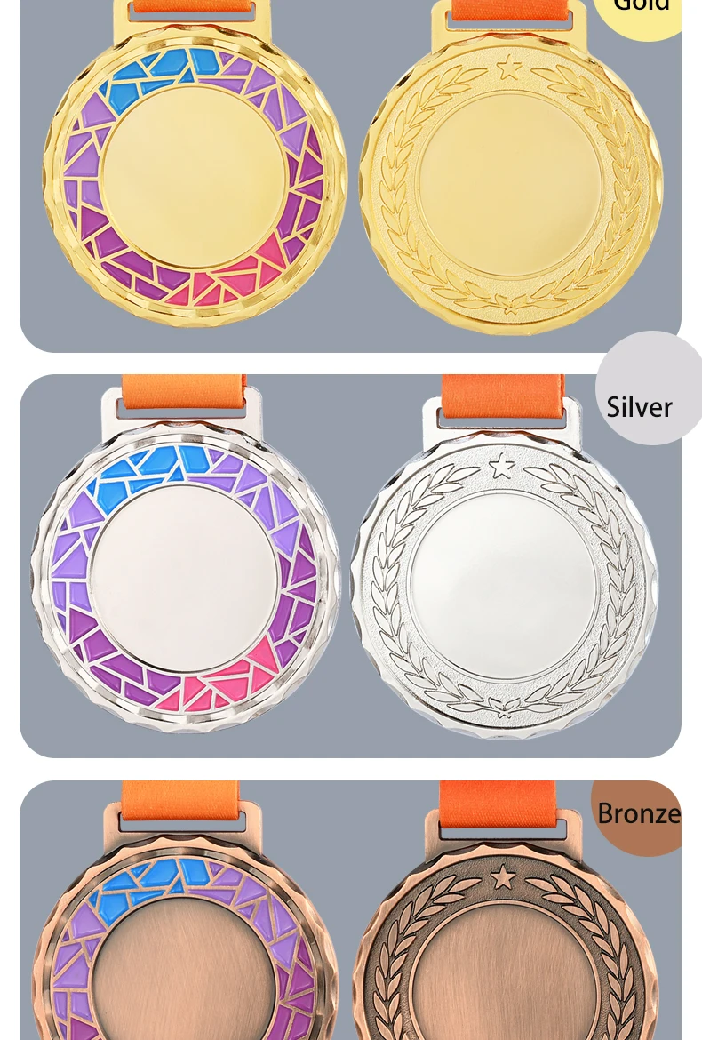 Description Picture 4 of itemMedals for Competition Blank Medal Sports Medals Game Trophy Gold Silver Bronze Sports Souvenir Medals With Ribbon Free Print