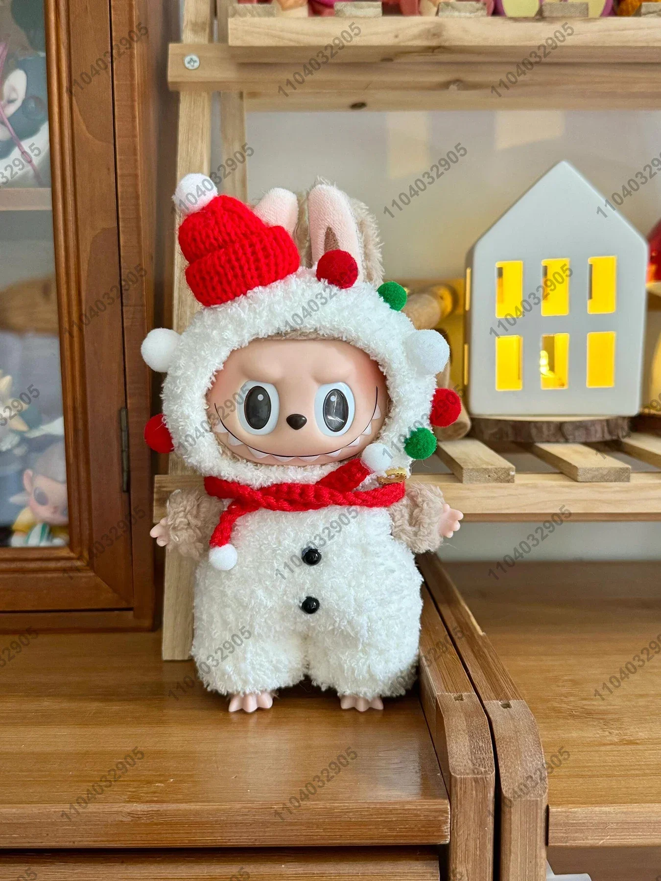 Labubu The Monster Christmas Snowman Costume Doll Clothes Vinyl Plush Doll Original Replica 1:1 Action Figure Bag Charm Pendant