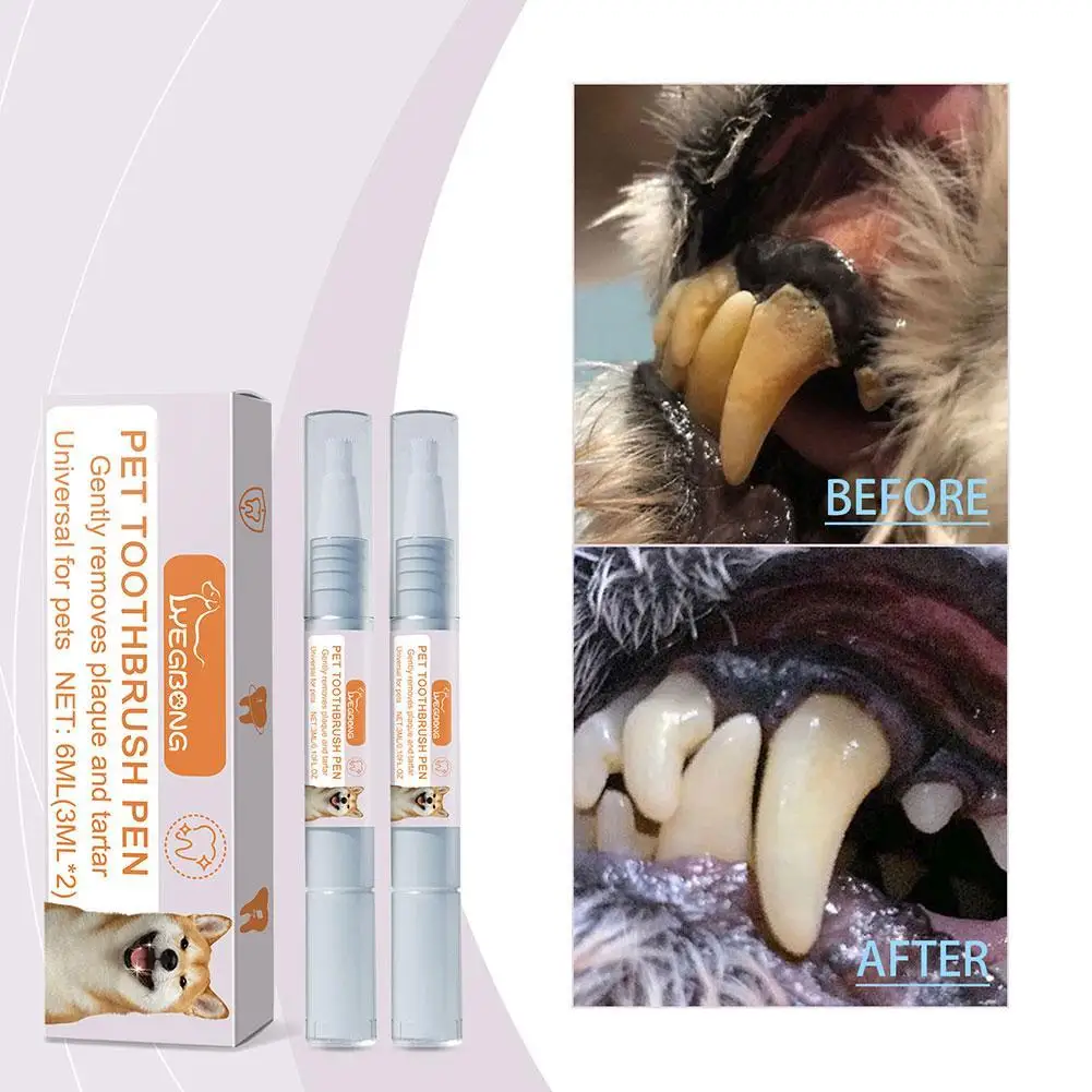 Pet Dental Pen Dog Teeth Cleaning Tools Tartar Remover Dog Grooming Toothbrush Fresh Breath Deodorant Reduce Pet Oral Clean Pen
