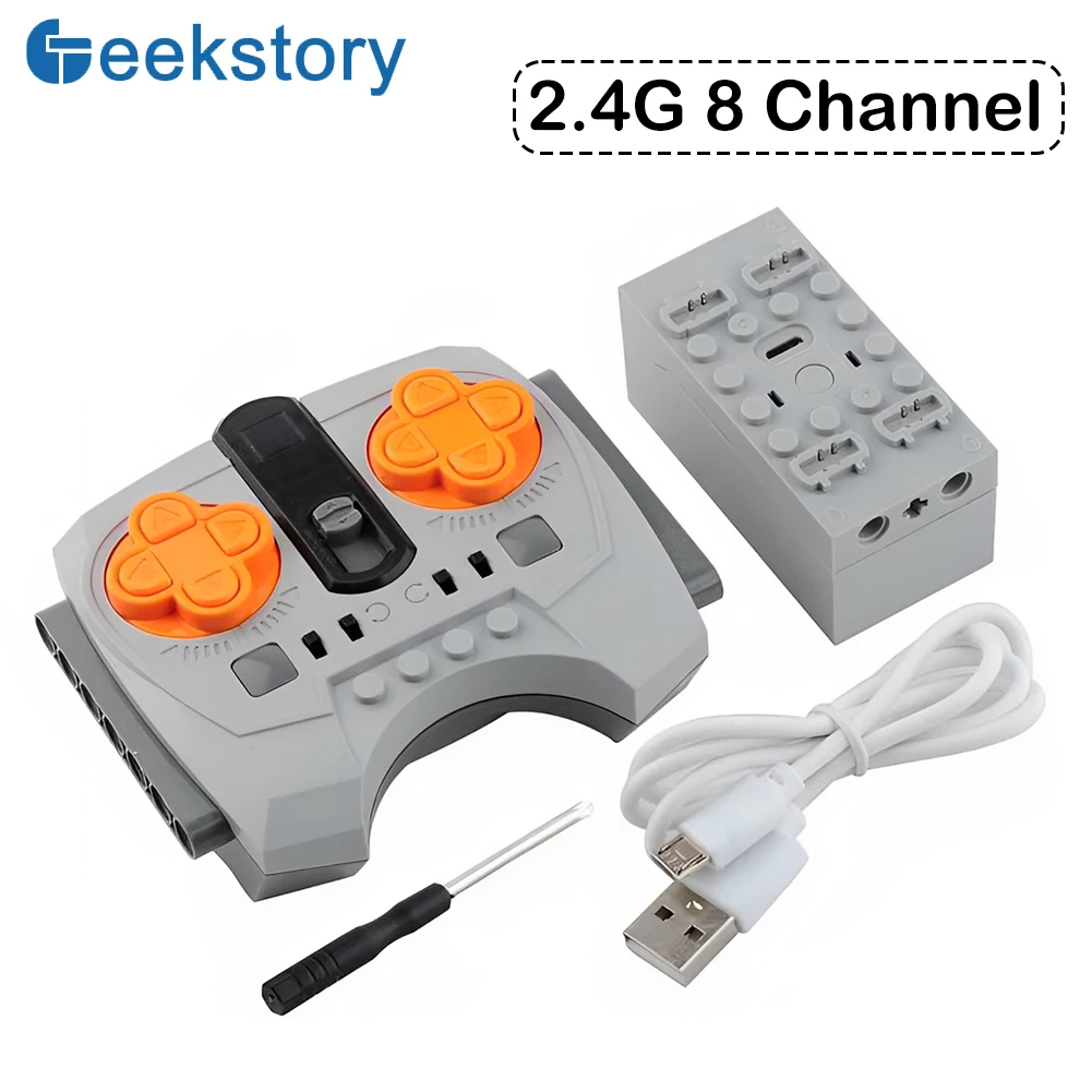 MOC Power Functions Parts 8-Channel Powered Up 2.4G APP Remote Control Set Rechargeable Battery Holder Box Building Blocks for l