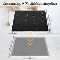 3000W 110V Cooktop Portable 4 Burners Electric Built-in Cooktop Sensor Touch Control Countertop Electric Hot Plate with Kid Safe 2