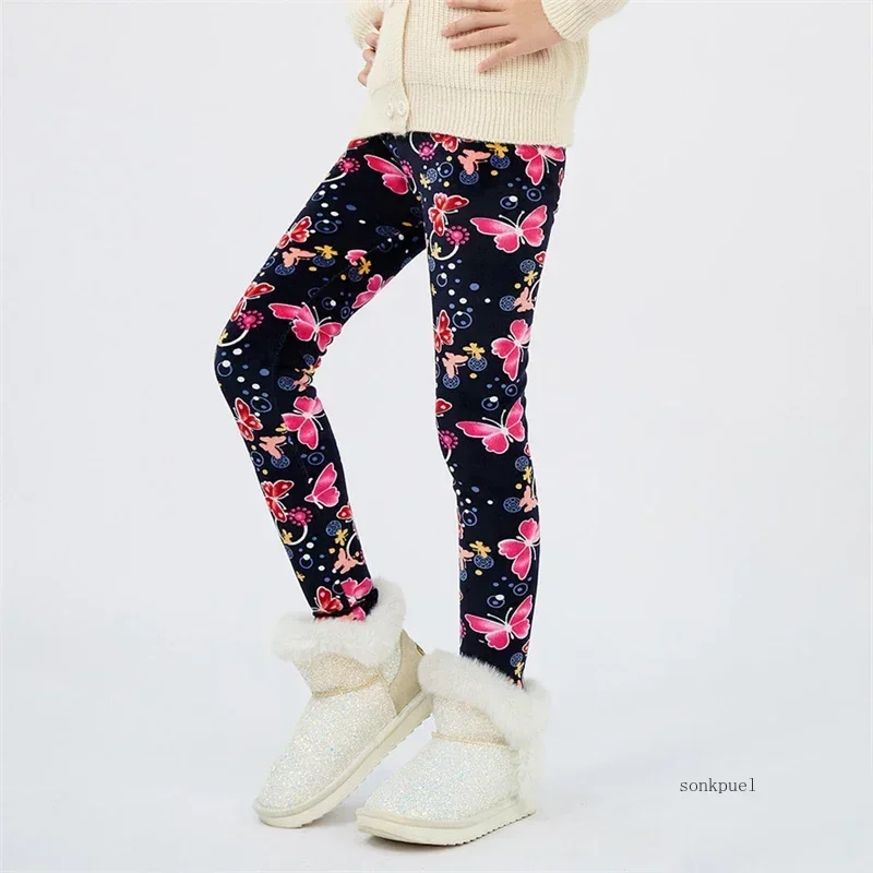 Girls' Velvet-Lined Star Print Leggings 5
