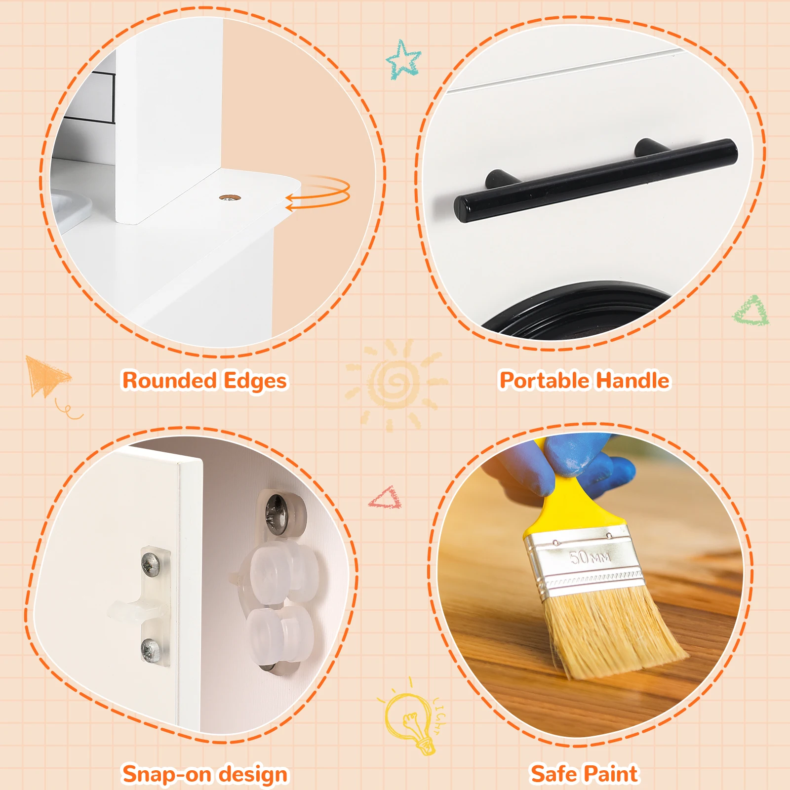 Wooden Kitchen Kids Pretend Play Kitchen Set Cooking Toys with Simulated Light and Sound Effects, Food,Cookware for Children - Image 6