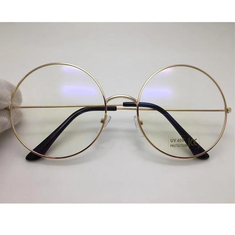 Big Round Glasses Transparent Women's Eyewear Frames Metal Clear