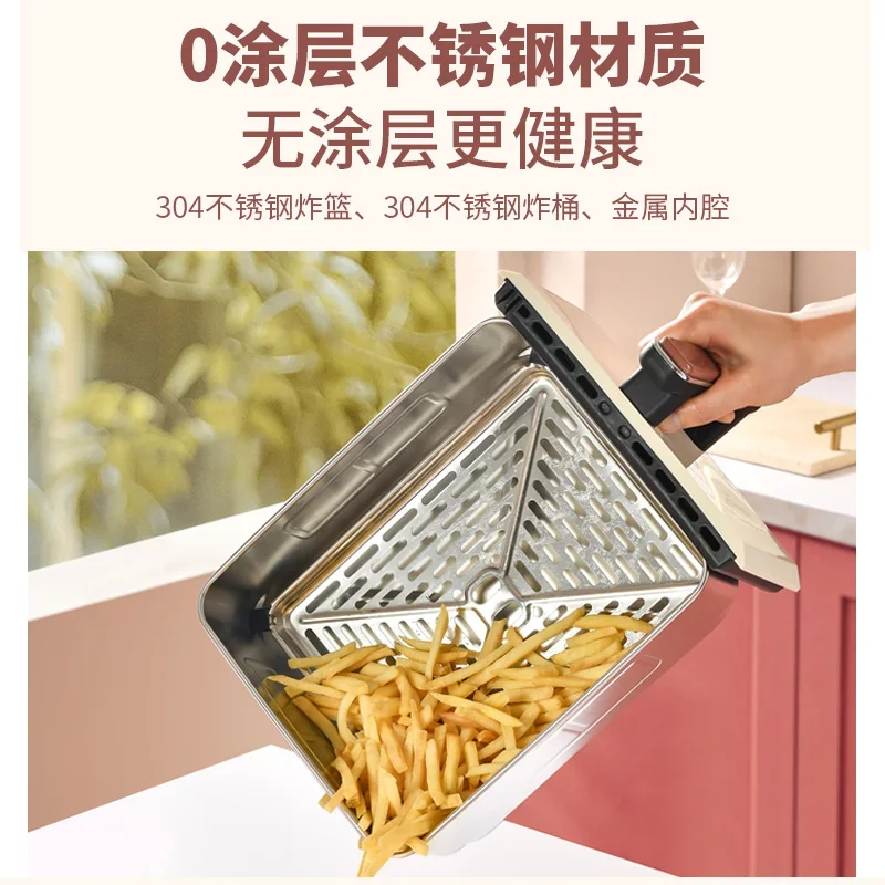 Liren Air Fryer Visible Household 2024 New Uncoated Stainless Steel Electric Fryer Large Capacity French Fry Machine 4