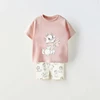 Cartoon Printed Kitten Kids Summer Casual Suit Set Children Boy And Girl T-shirt Shorts 2 Pieces/set Baby Coat Toddler Set 3