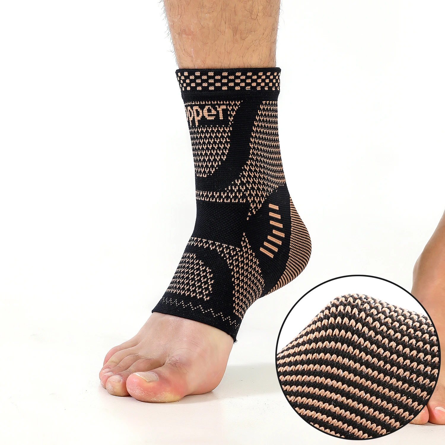 1Pcs Copper Ankle Brace,Infused Ankle Support Compression Sleeve for Men Women,for Foot Pain,Sprained Ankle,Recovery,sports