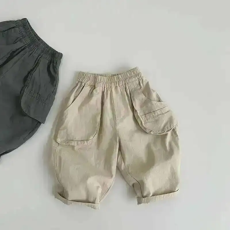 Frühling Sommer Kinderhosen 1-8 Jahre Jungen Mädchen Baumwolle Taschen Lässige Gerade Hosen Koreanische Kleinkinderbekleidung Unterteile für Kinderkleidung – Detail 10
