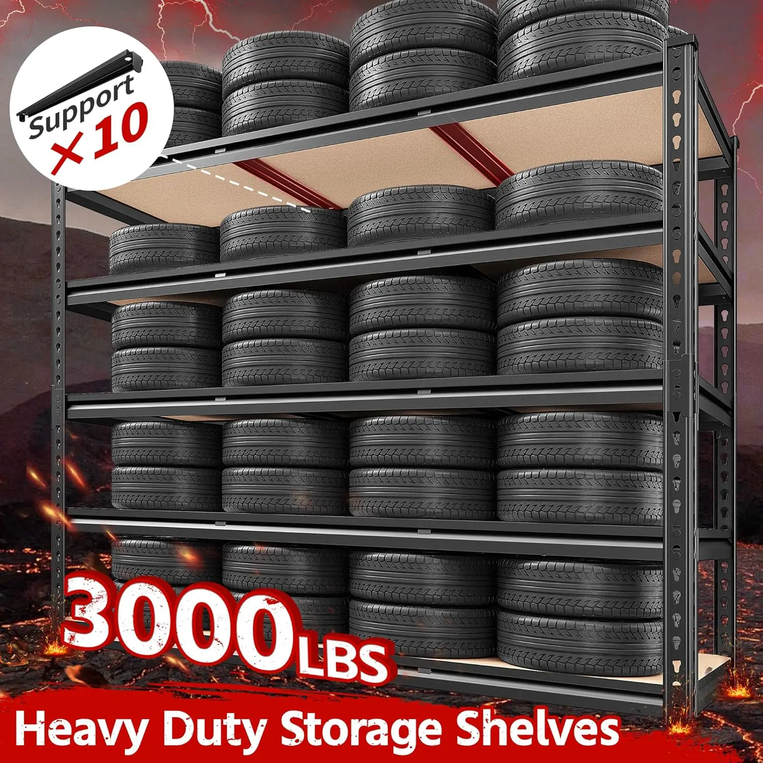 48.2''W Garage Shelving Heavy Duty Storage Shelves 3000LBS Heavy Duty Shelving 72''H Adjustable Metal Shelves 4