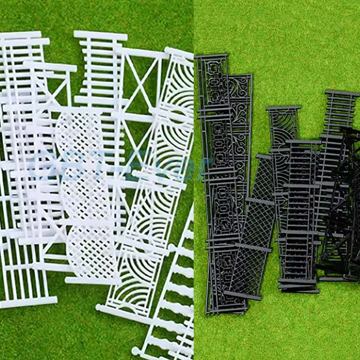 5Pcs Fences Black/White Guardrail Architectural Model Sand Table Landscape Railing Creative Decorative Items Plastic  Fences