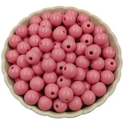Set of 20 Colorful 10mm Acrylic Beads - 10mm (Pink)