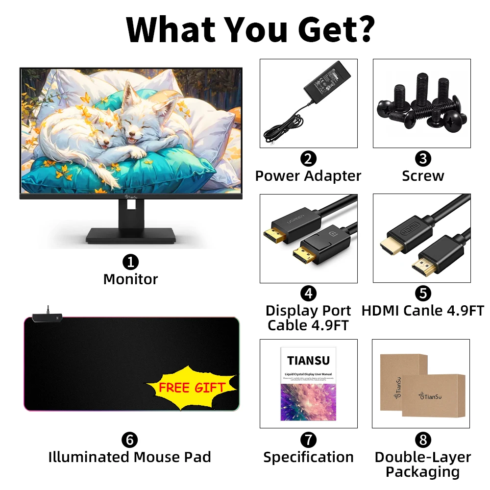 TIANSU 27 Inch Monitor 390Hz 1K 360Hz Monitor 1080P Full HD Display Gamer  for PC HDMI IPS Computer Screen DP 1MS Gaming Monitor - AliExpress