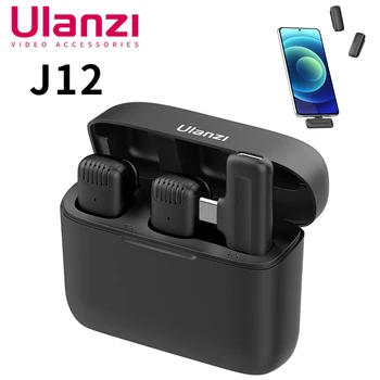 Ulanzi J12 Wireless Lavalier Microphone System Audio Video Voice Recording Mic for iPhone Or Android Mobile Phone Laptop PC Live 1