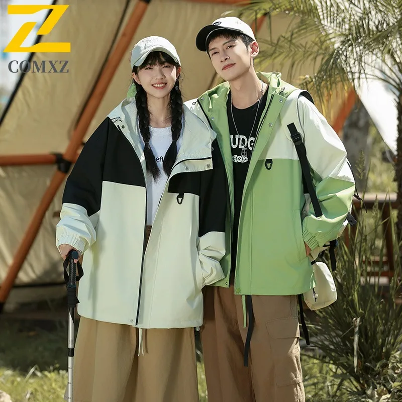 COMXZ Outdoor Hooded Jacket Men Premium Riding Windproof Motorcycle Jackets Simple Travel Multi-Function Autumn Men Clothing