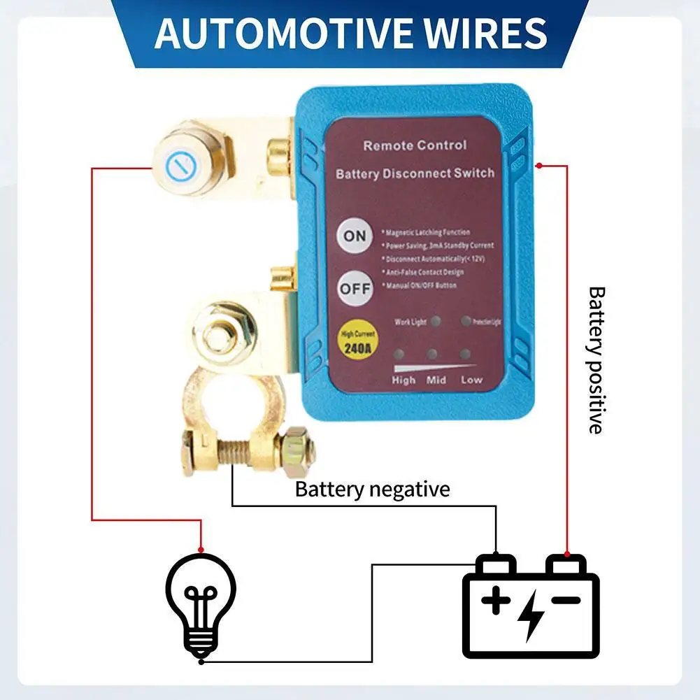 

12V 240A Kill Switch Automatic Power Shut Off Switch Wireless Dual Remote Control Switch Auto Remote Battery Disconnect Switch