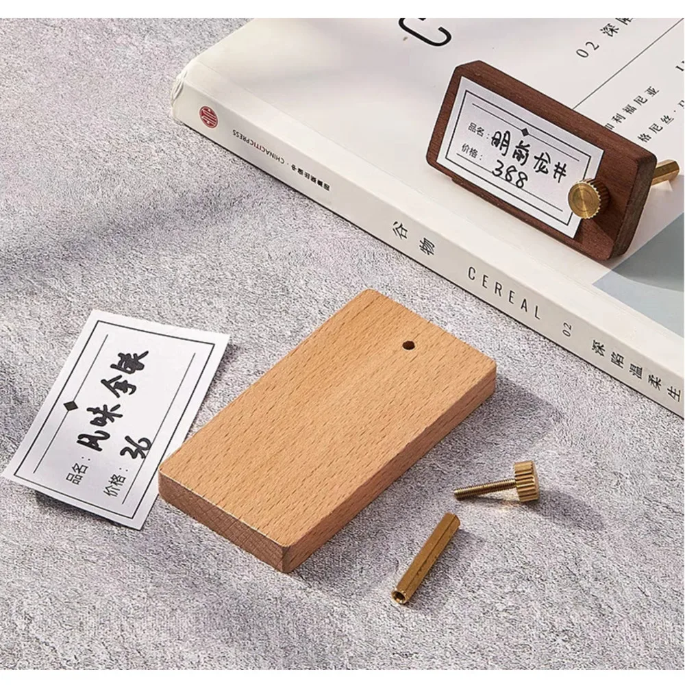 60x30mm Small Wood Price Label Paper Tags Jewelry Bread Cake Products Price Listing Sign Card Holder Display Stand